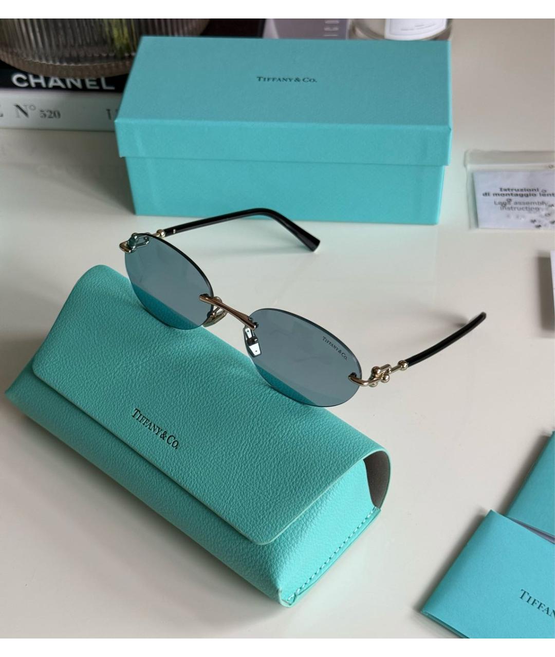TIFFANY&CO Голубые металлические солнцезащитные очки, фото 2