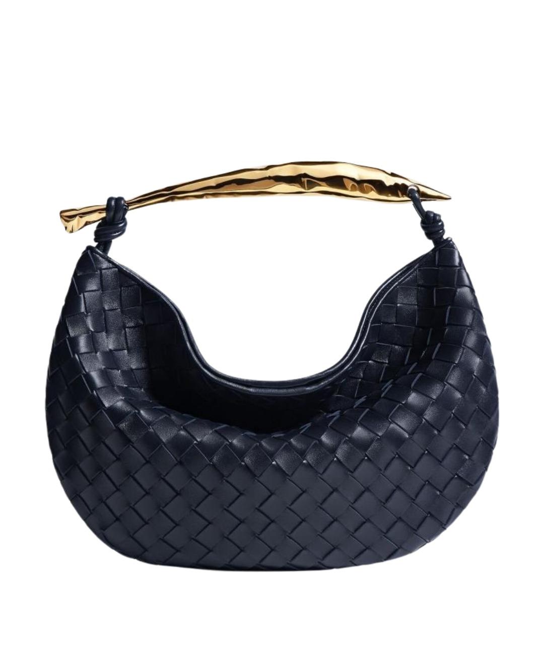 BOTTEGA VENETA Темно-синяя кожаная сумка с короткими ручками, фото 1