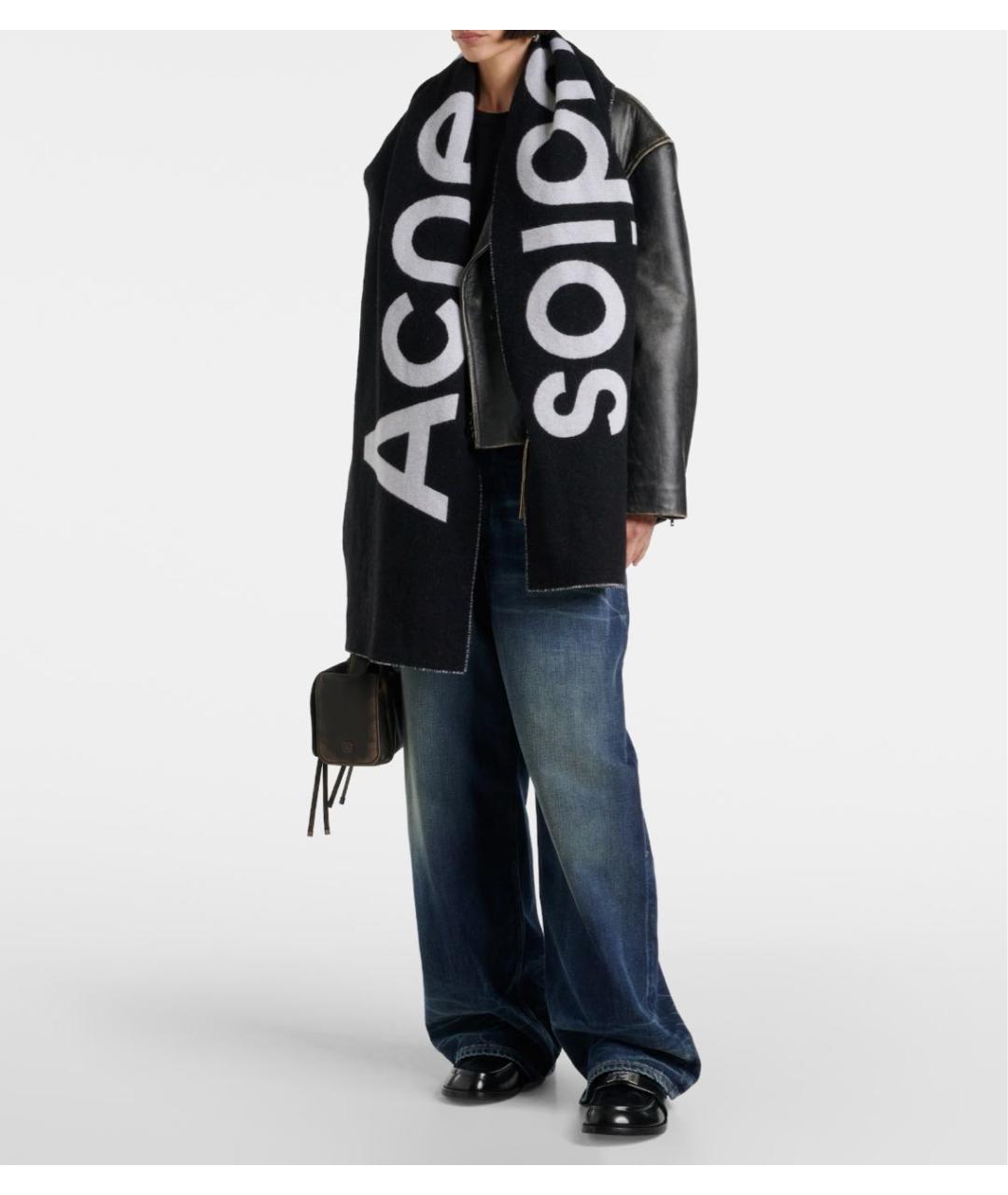 ACNE STUDIOS Черный шерстяной шарф, фото 4