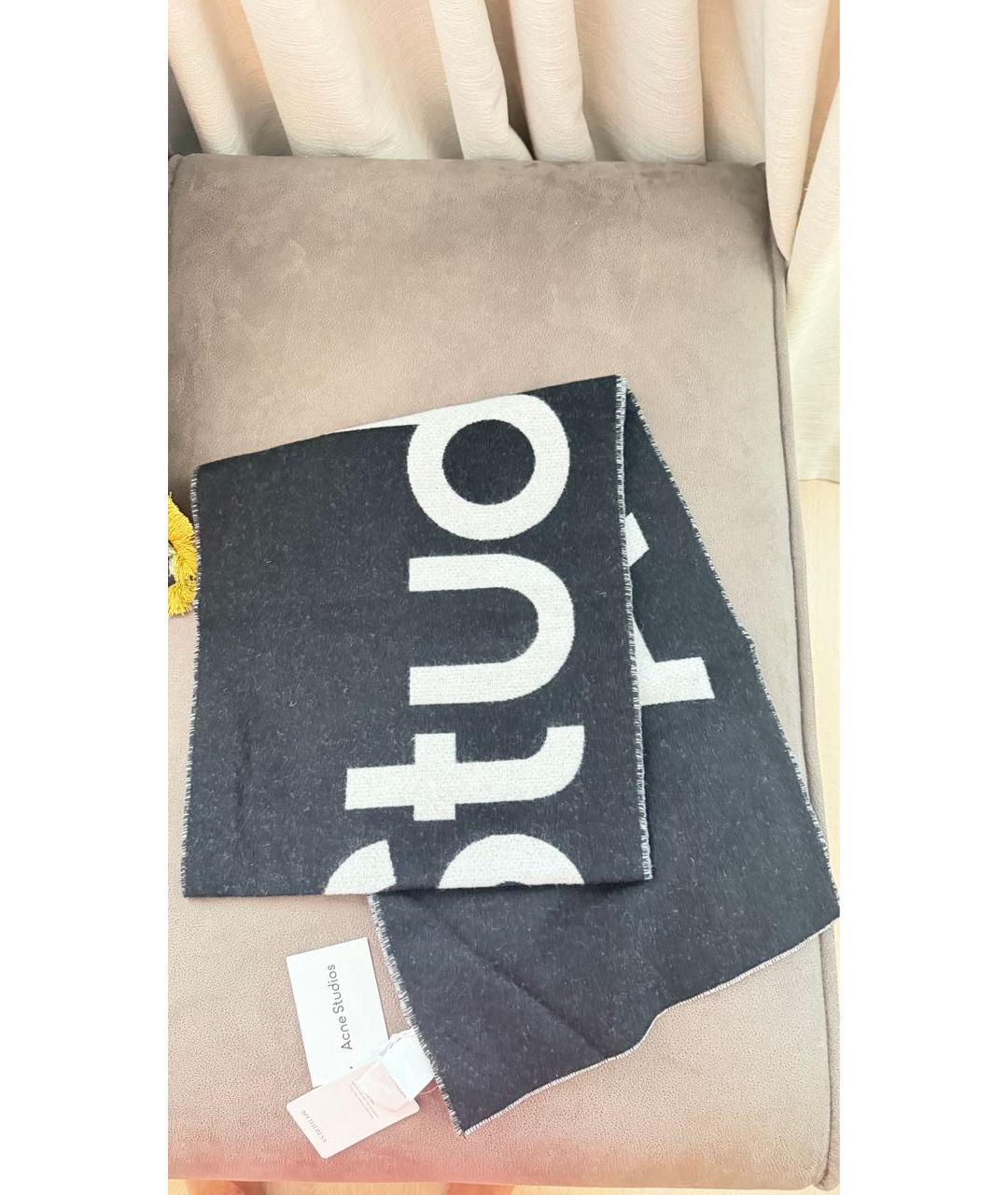 ACNE STUDIOS Черный шерстяной шарф, фото 6