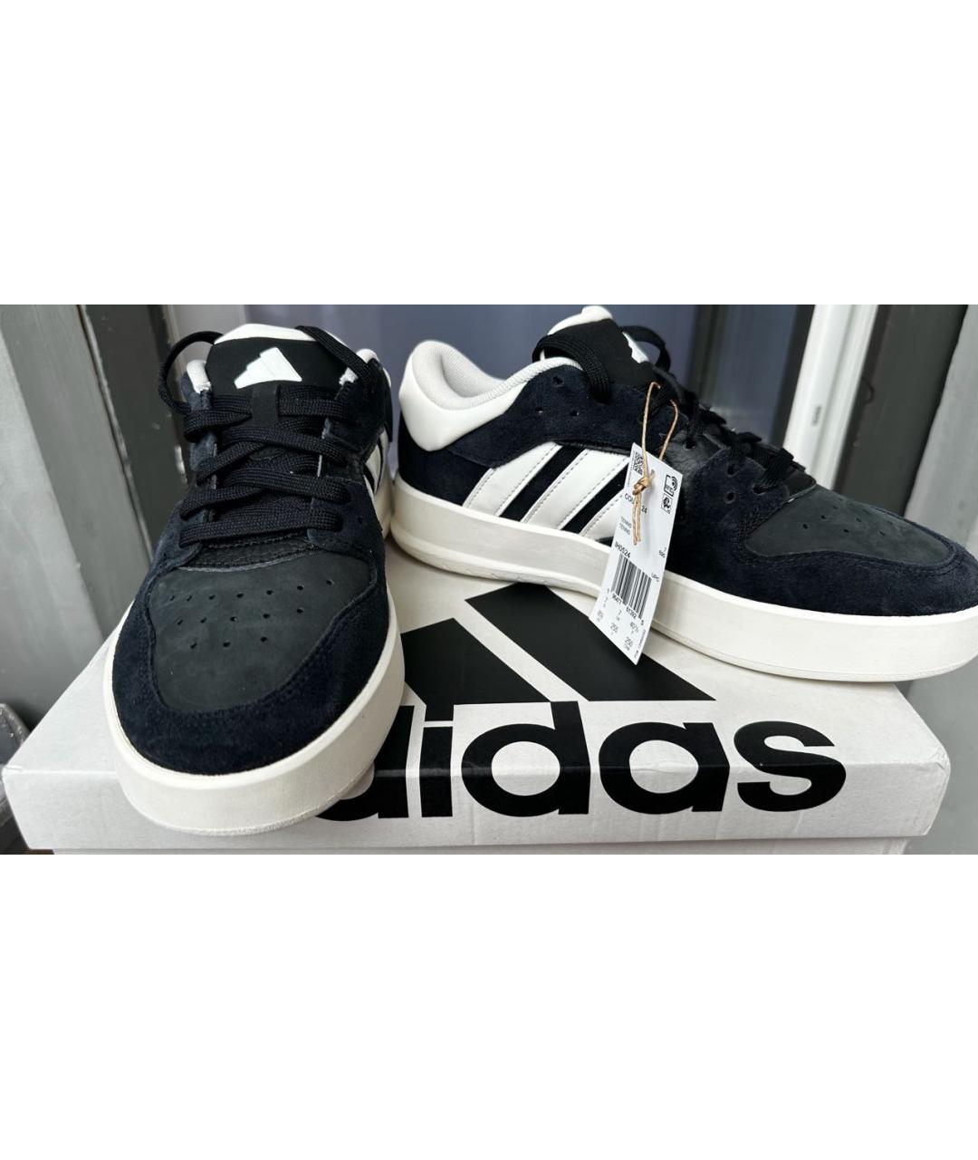 ADIDAS Черные кожаные кроссовки, фото 2