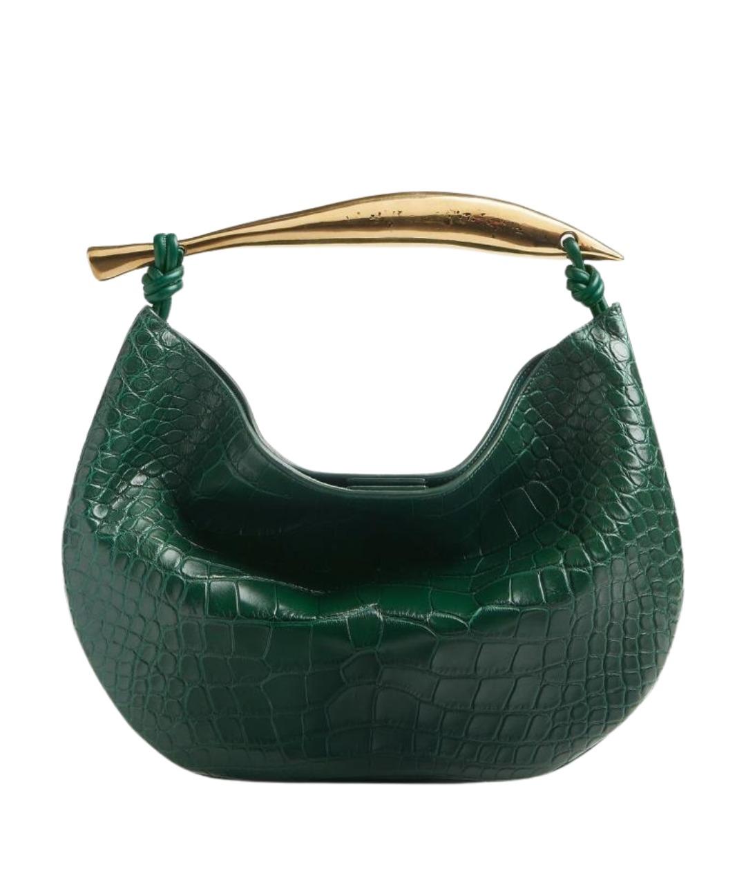 BOTTEGA VENETA Зеленая сумка с короткими ручками из экзотической кожи, фото 1
