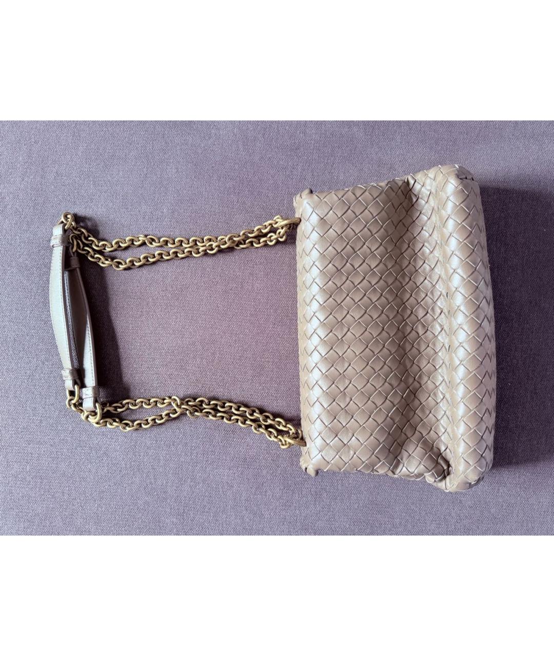 BOTTEGA VENETA Бежевая кожаная сумка через плечо, фото 2