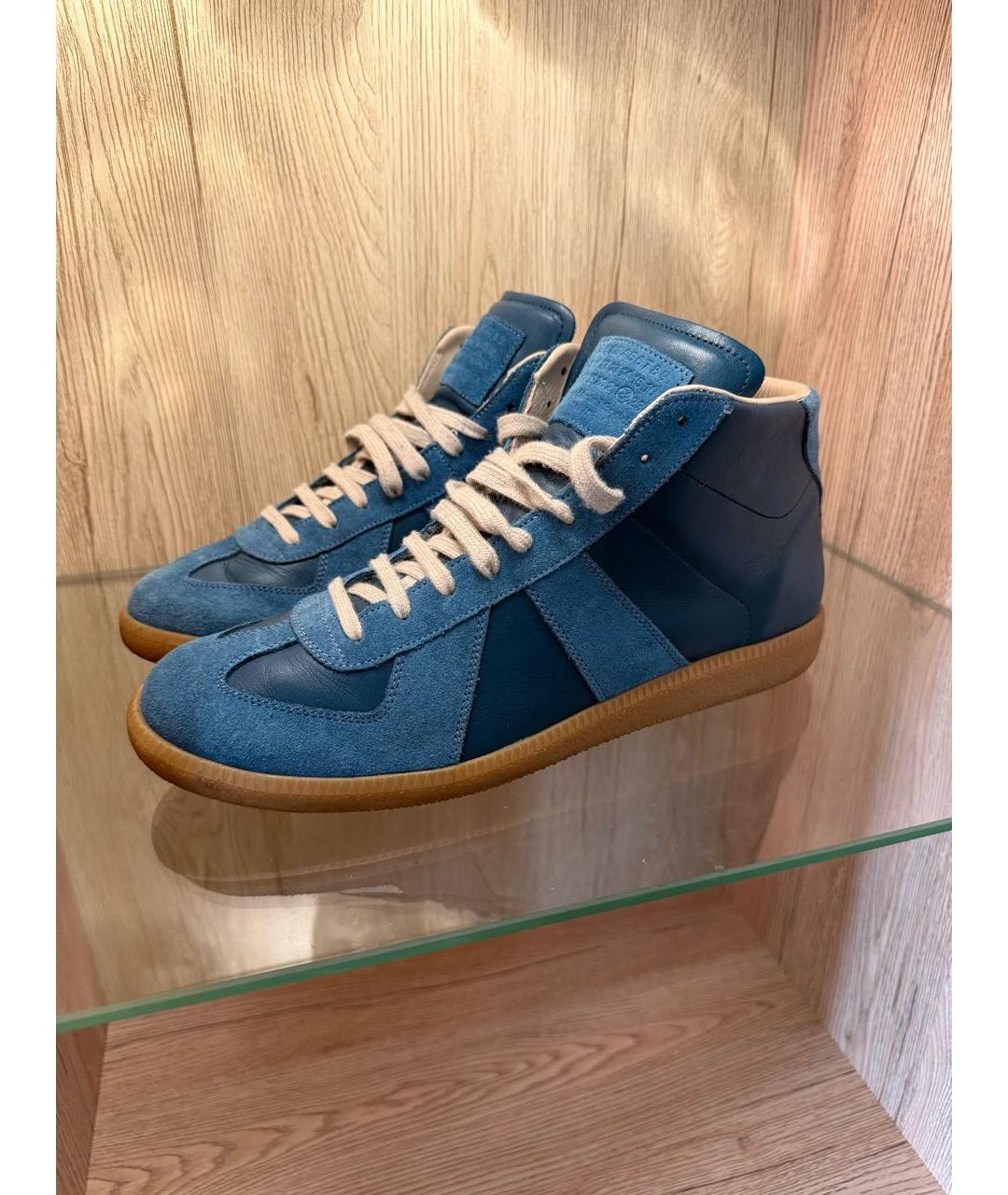 MAISON MARGIELA Темно-синие высокие кроссовки / кеды, фото 3