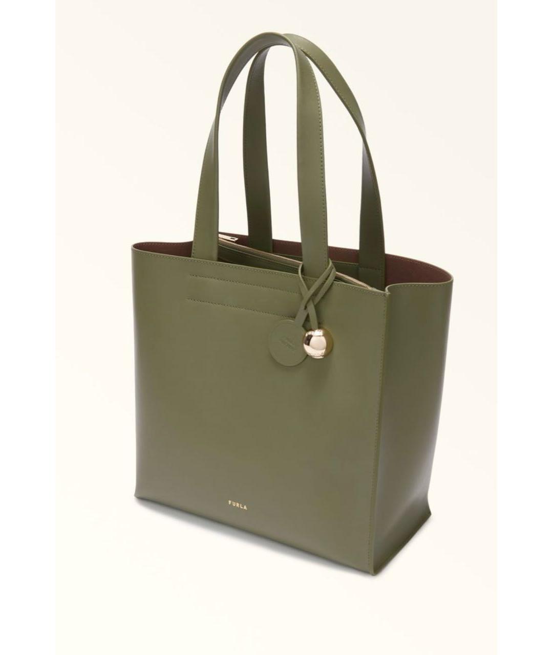 FURLA Зеленая кожаная сумка тоут, фото 7