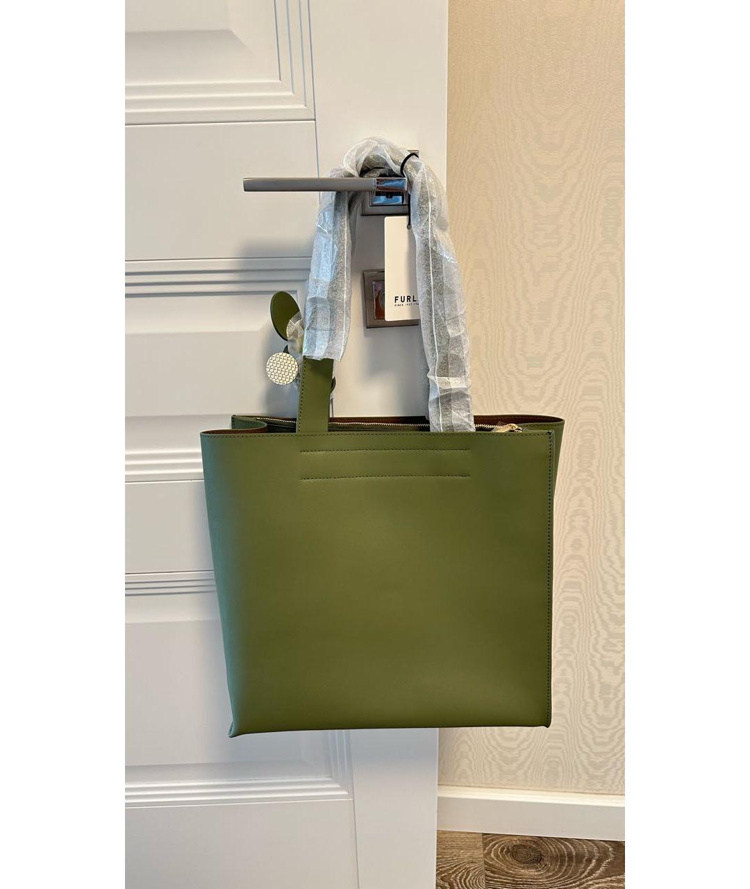 FURLA Зеленая кожаная сумка тоут, фото 3