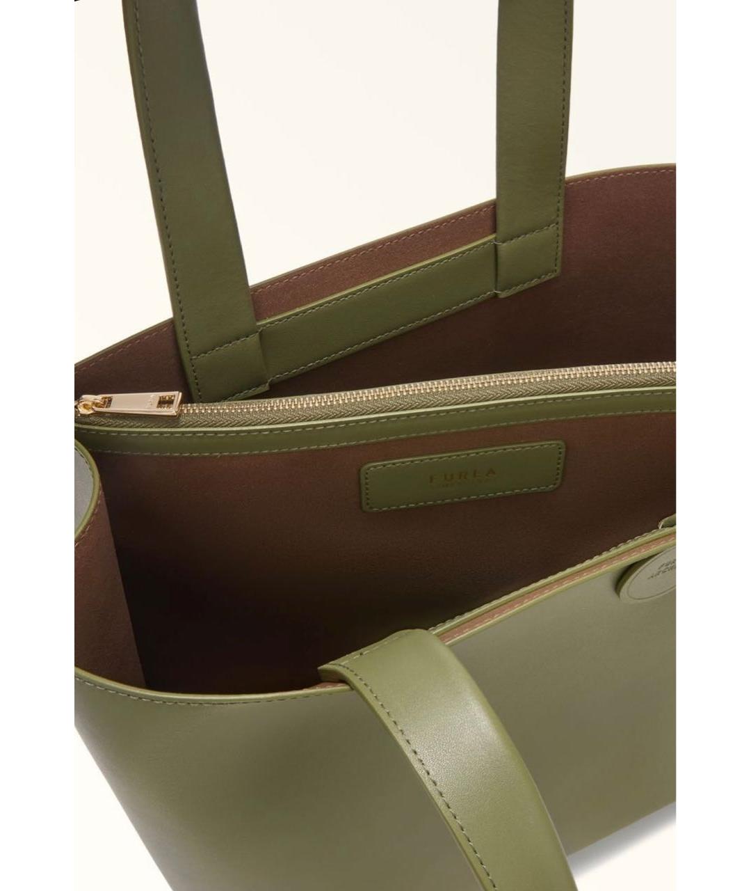 FURLA Зеленая кожаная сумка тоут, фото 4