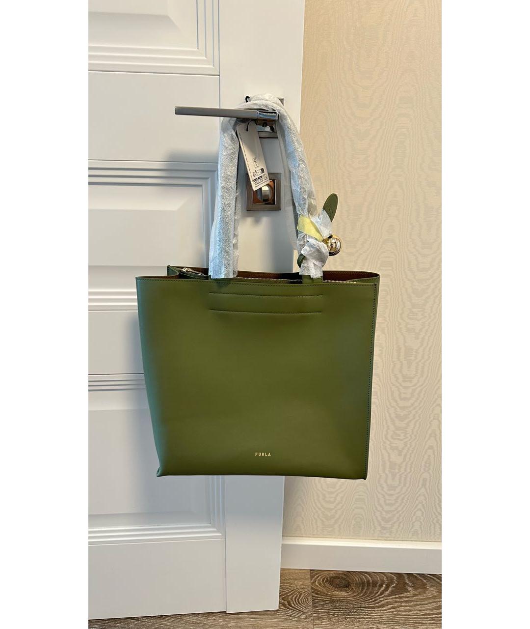 FURLA Зеленая кожаная сумка тоут, фото 2