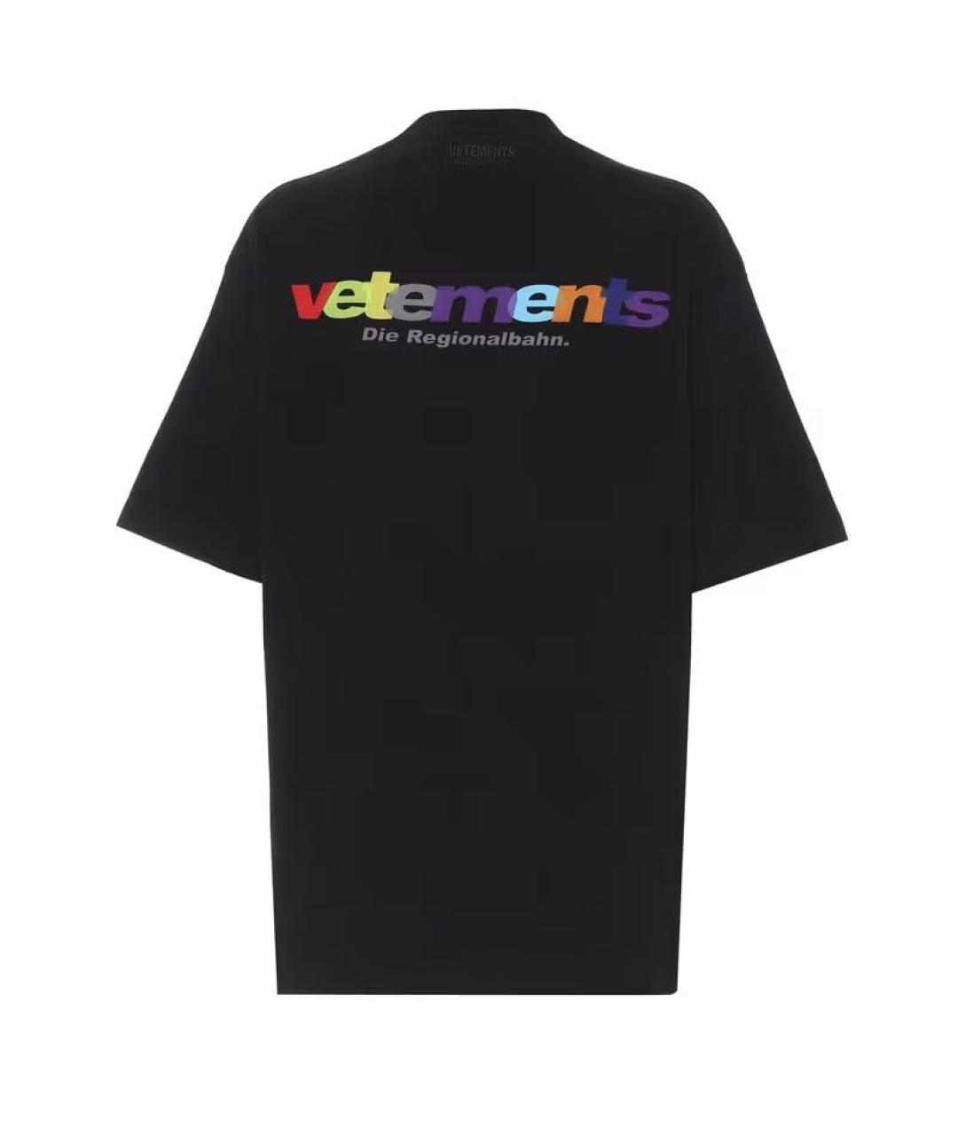 VETEMENTS Черная хлопковая футболка, фото 2