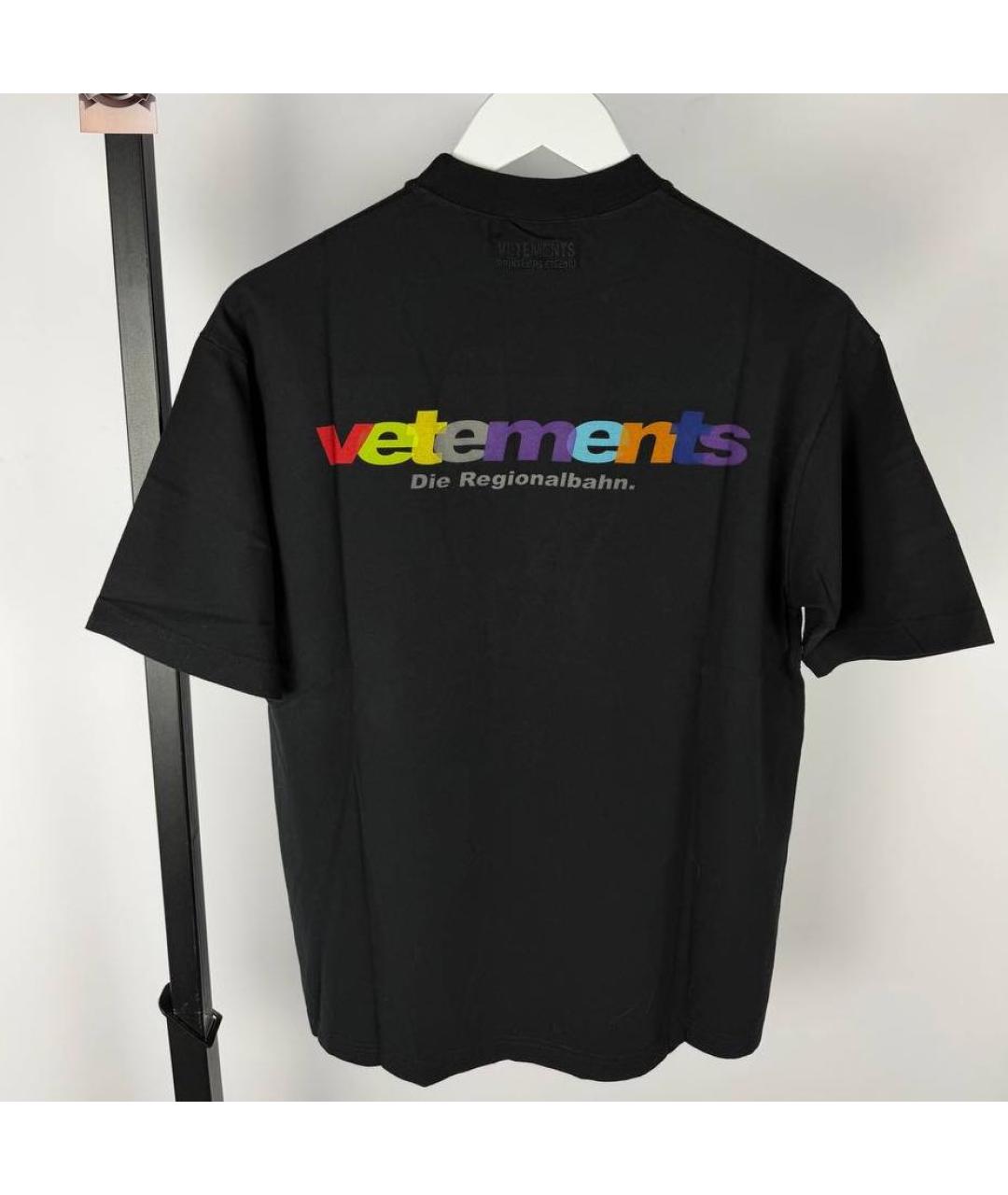VETEMENTS Черная хлопковая футболка, фото 6