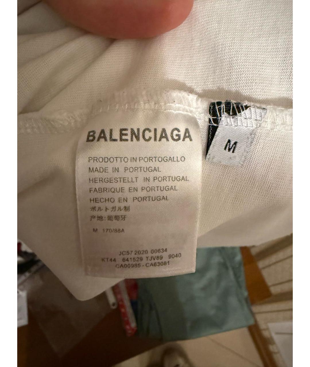 BALENCIAGA Белая хлопковая футболка, фото 4