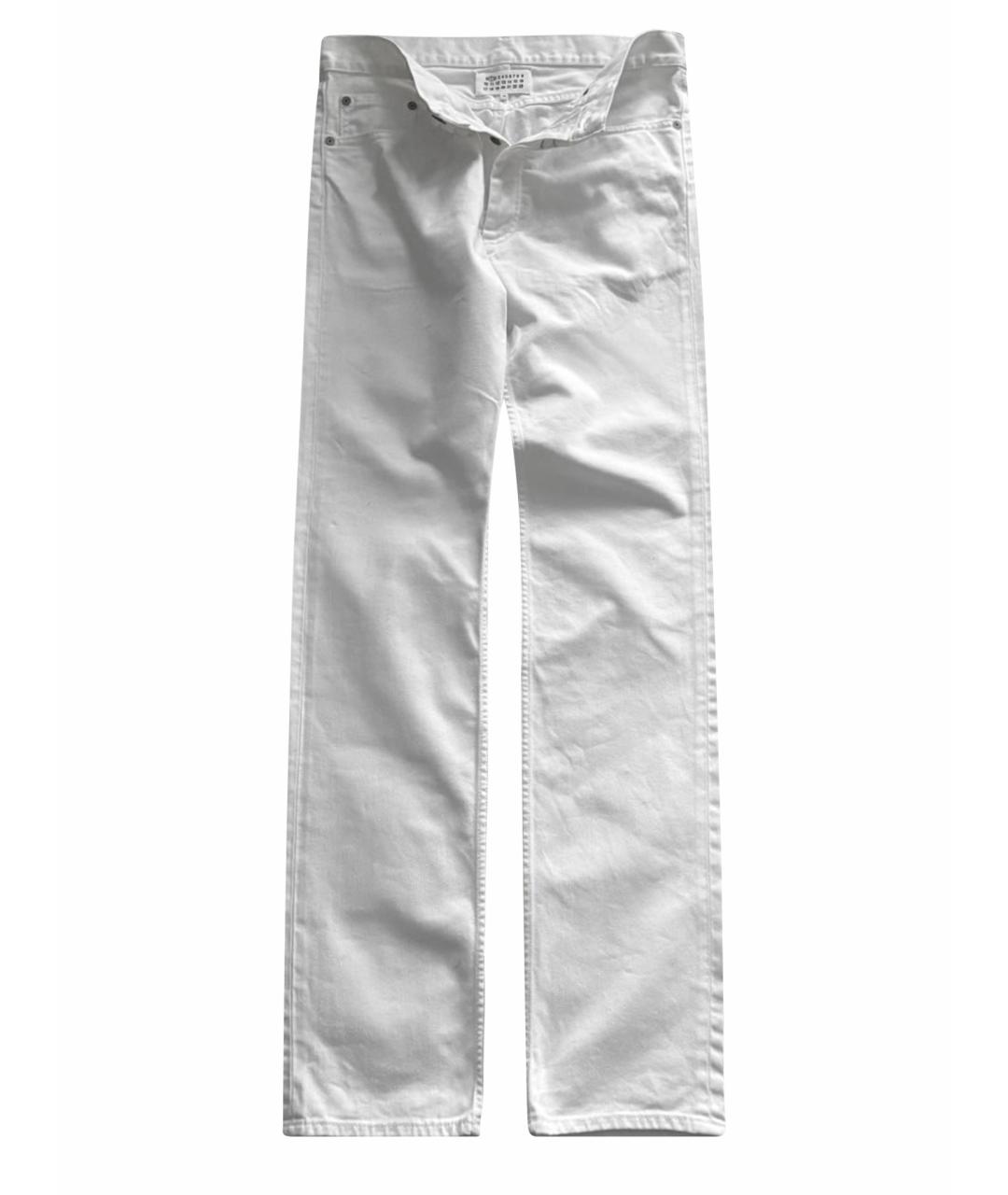MAISON MARGIELA Белые хлопковые прямые джинсы, фото 1