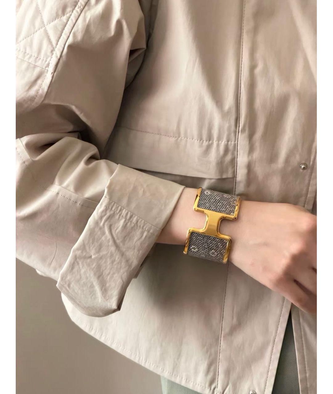 HERMES Золотой браслет из экзотической кожи, фото 6