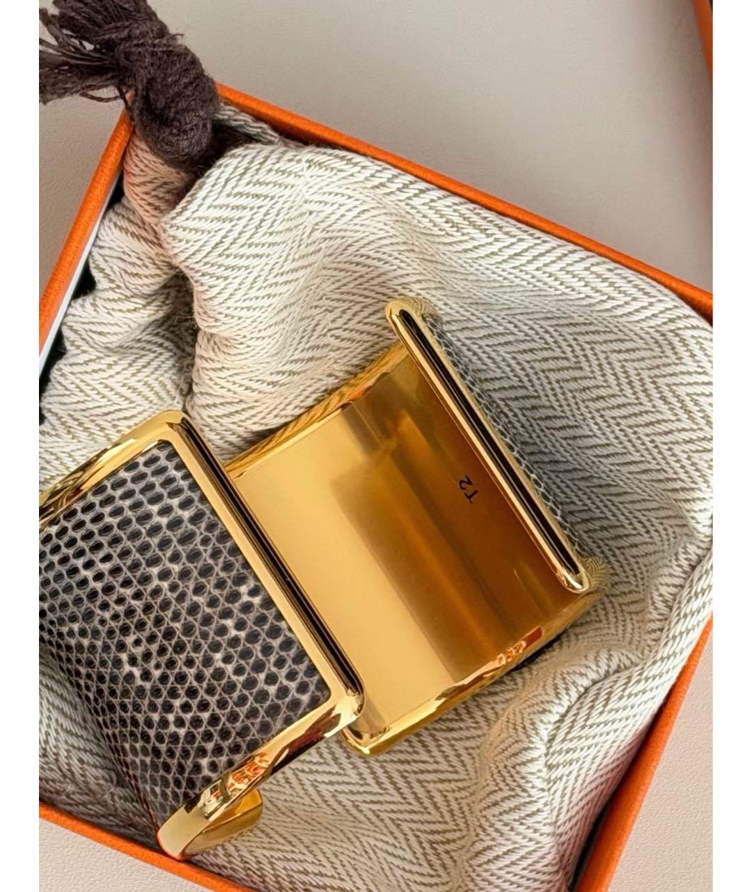 HERMES Золотой браслет из экзотической кожи, фото 3