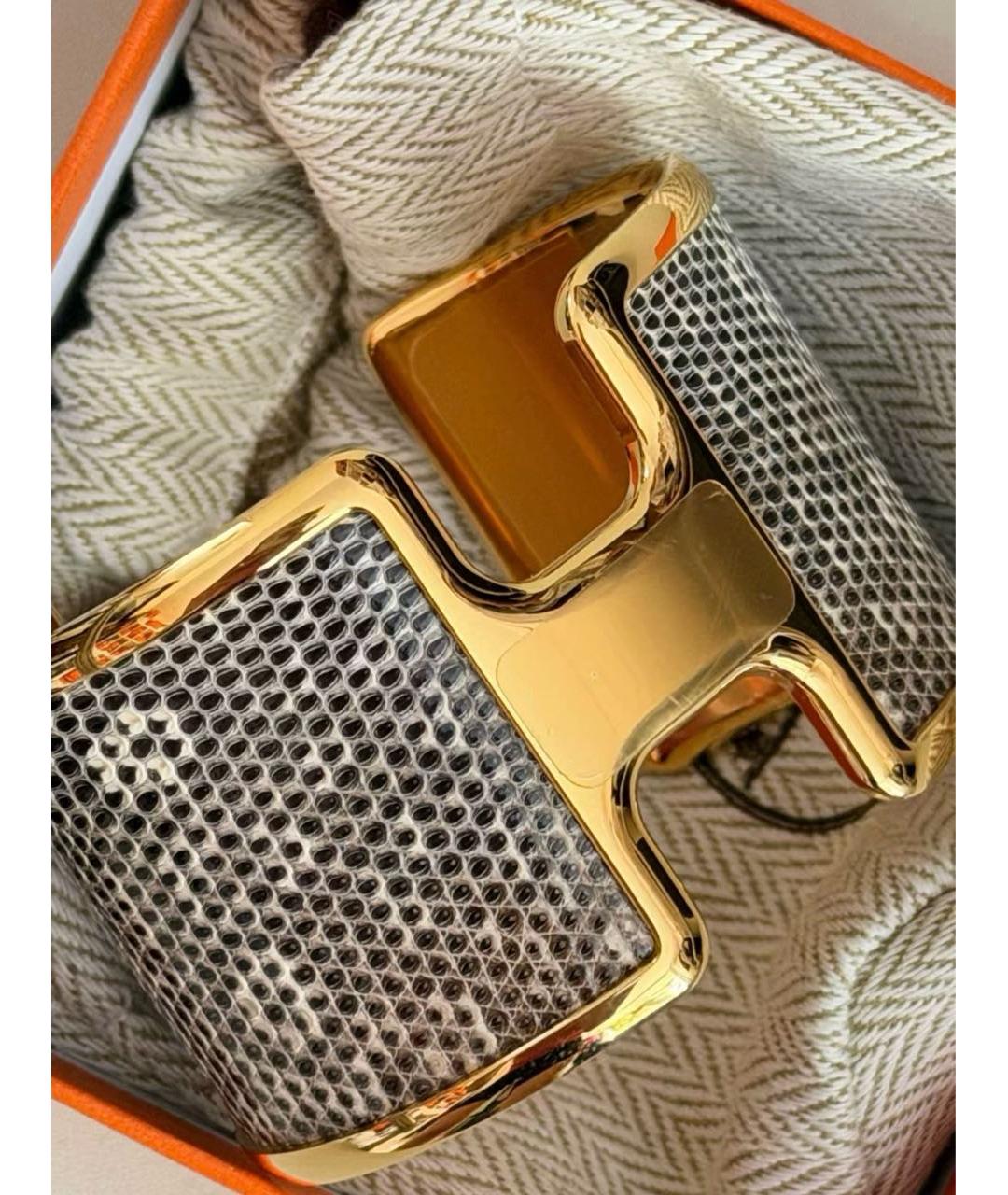 HERMES Золотой браслет из экзотической кожи, фото 5