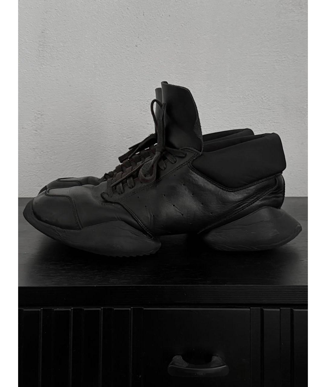 RICK OWENS Черные кожаные низкие кроссовки / кеды, фото 2