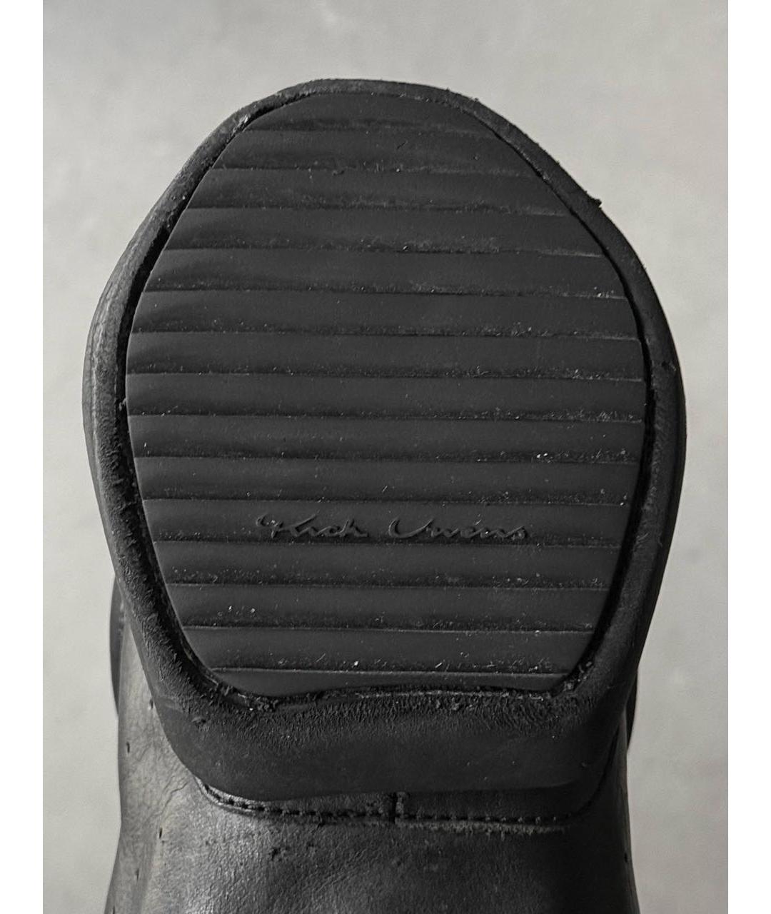 RICK OWENS Черные кожаные низкие кроссовки / кеды, фото 4