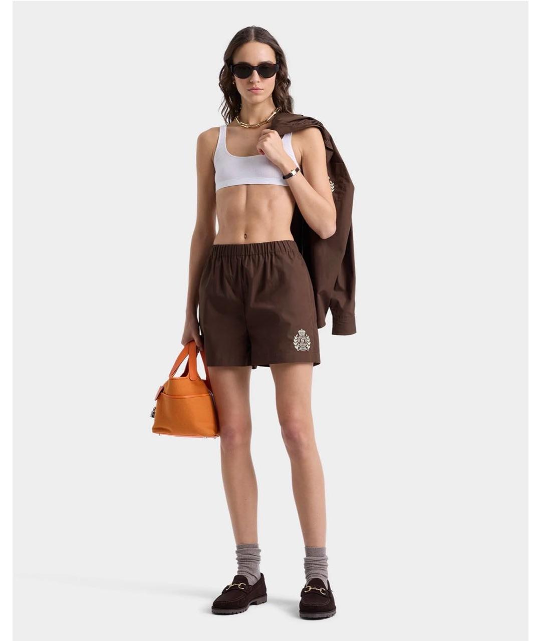 SPORTY AND RICH Коричневые хлопковые шорты, фото 6
