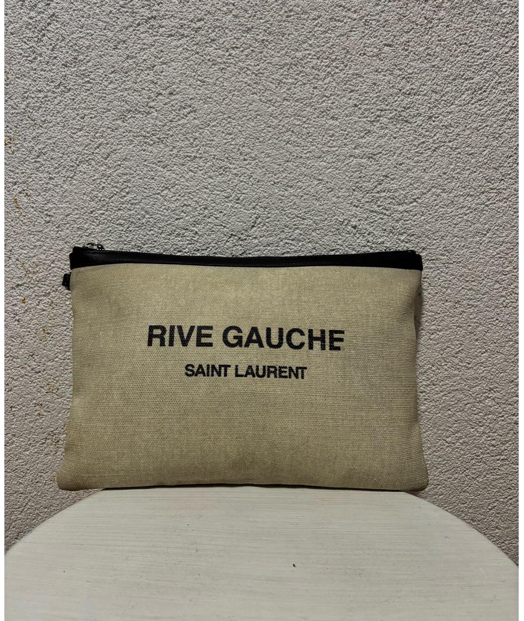 SAINT LAURENT Бежевая барсетка, фото 9