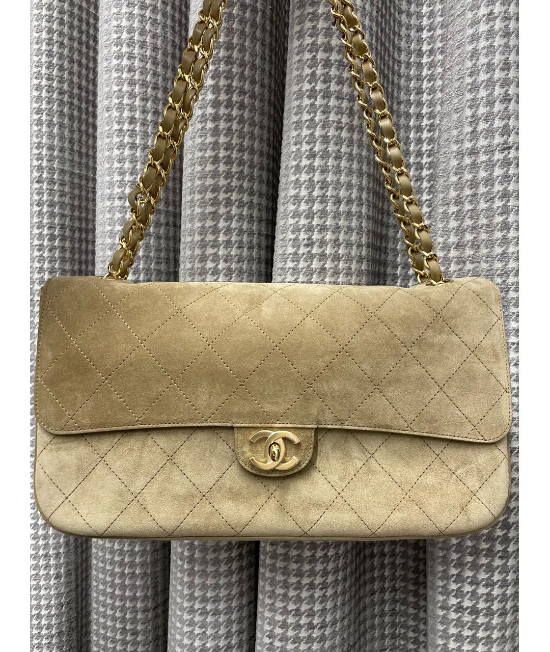 CHANEL Бежевая замшевая сумка через плечо, фото 5