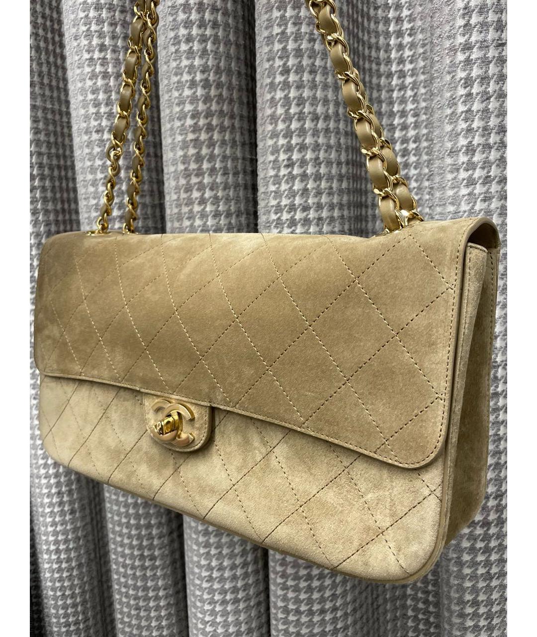 CHANEL Бежевая замшевая сумка через плечо, фото 2