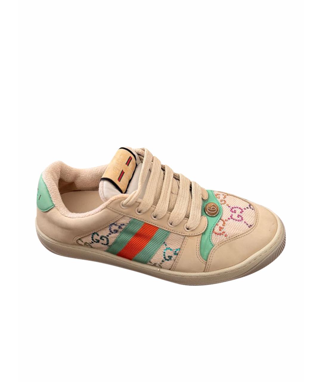 GUCCI Бежевые текстильные кеды, фото 10