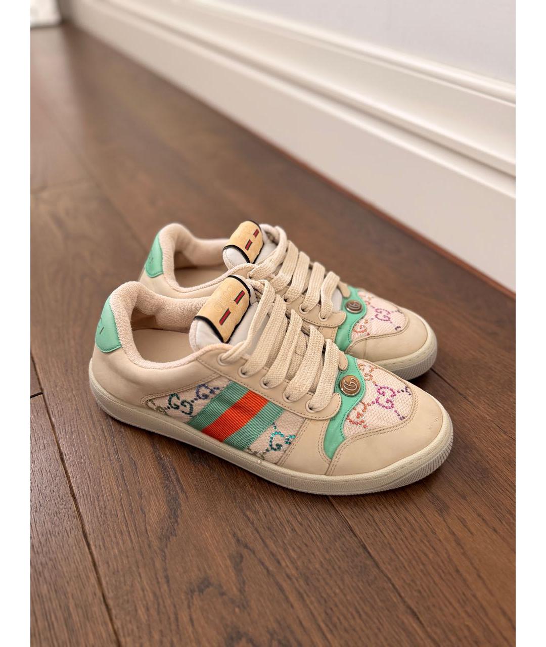 GUCCI Бежевые текстильные кеды, фото 2