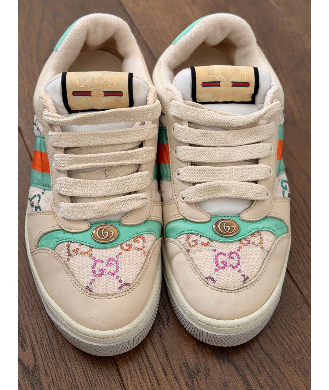 GUCCI Бежевые текстильные кеды, фото 6