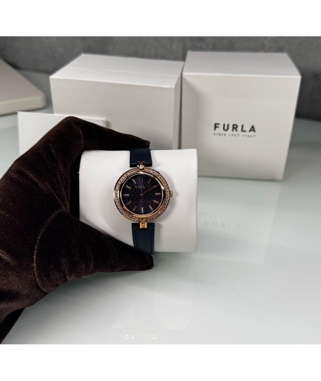 FURLA Темно-синие металлические часы, фото 2