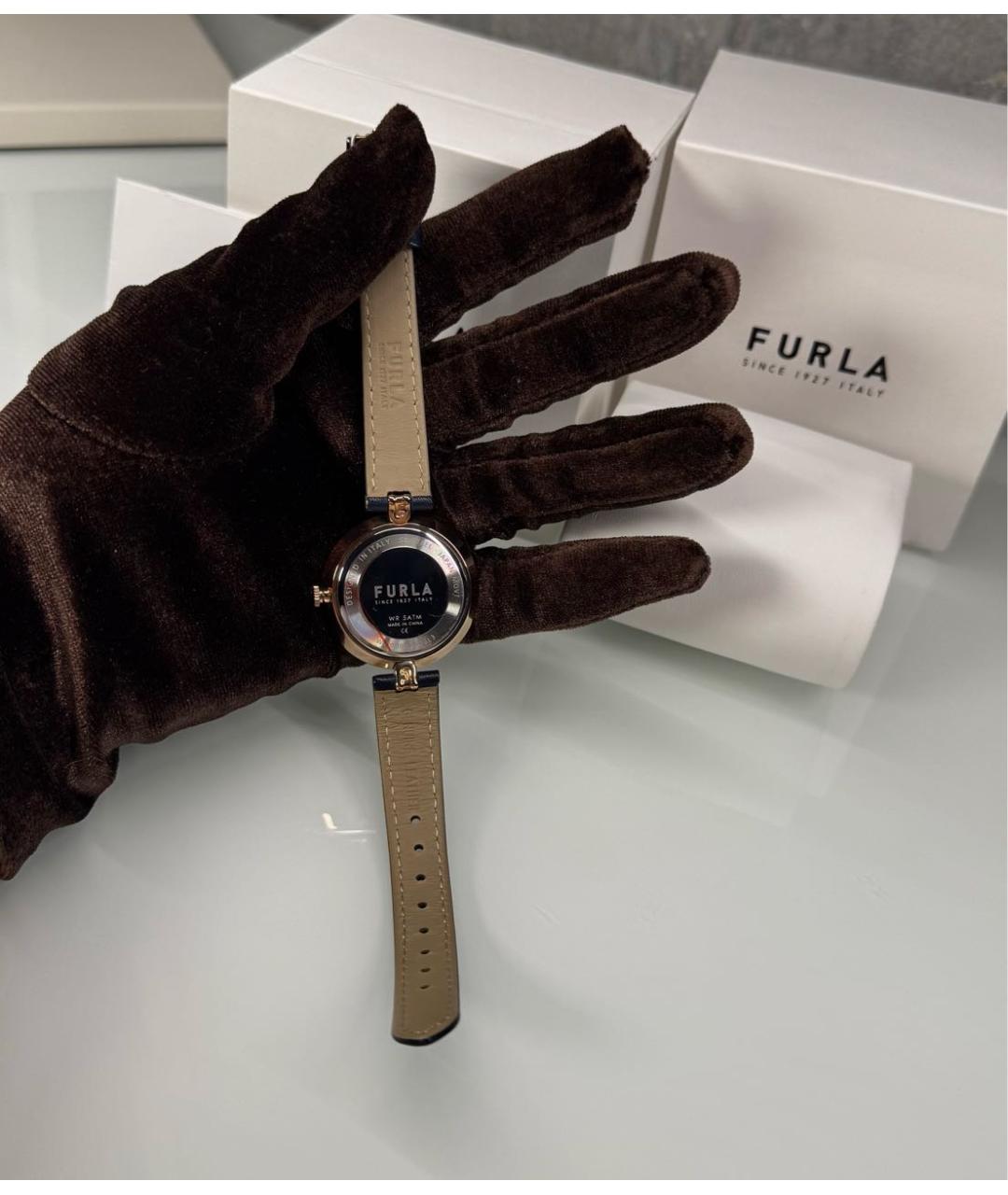 FURLA Темно-синие металлические часы, фото 3