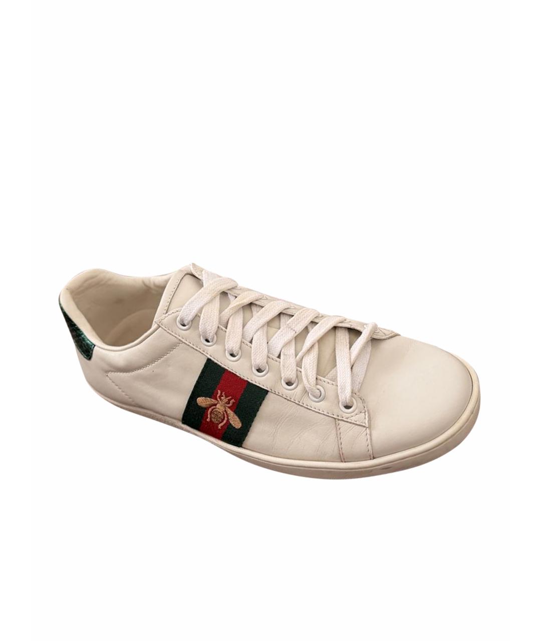 GUCCI Белые кожаные кеды, фото 9