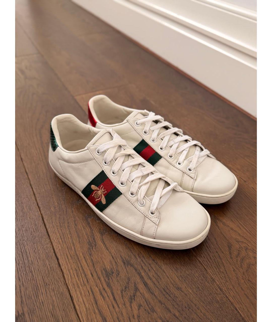 GUCCI Белые кожаные кеды, фото 8