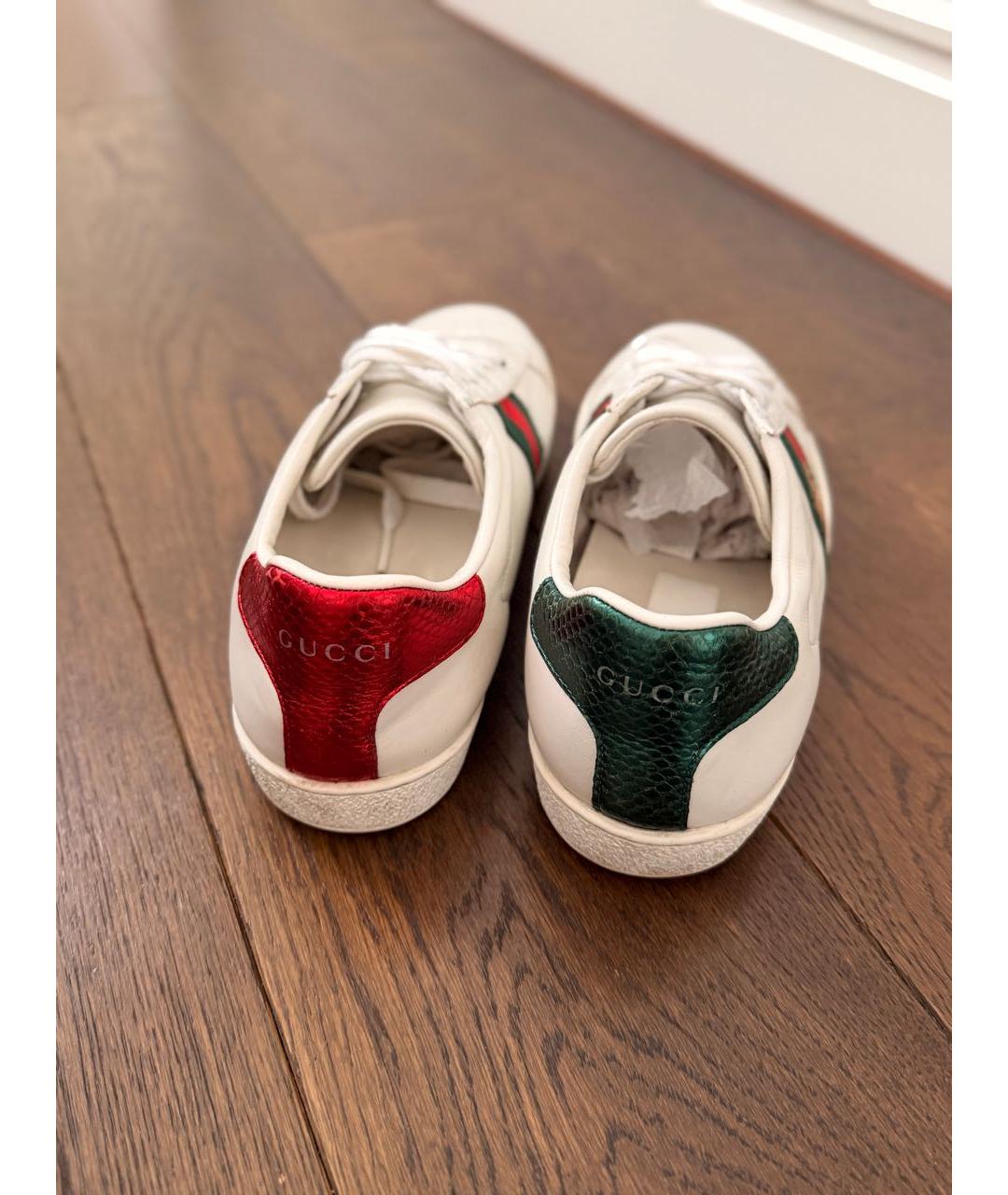 GUCCI Белые кожаные кеды, фото 7