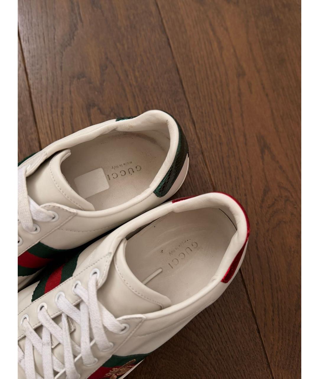 GUCCI Белые кожаные кеды, фото 3