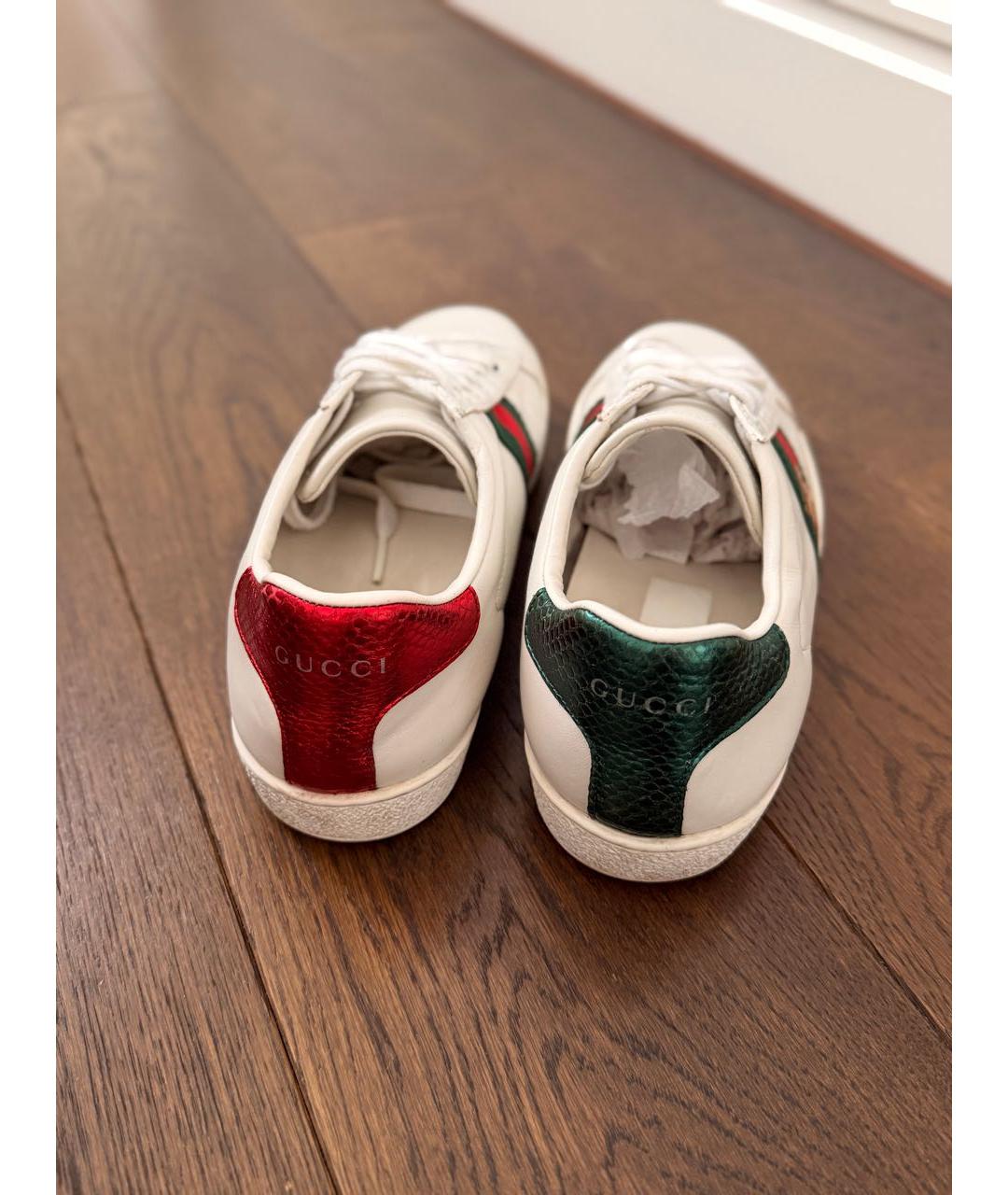 GUCCI Белые кожаные кеды, фото 4