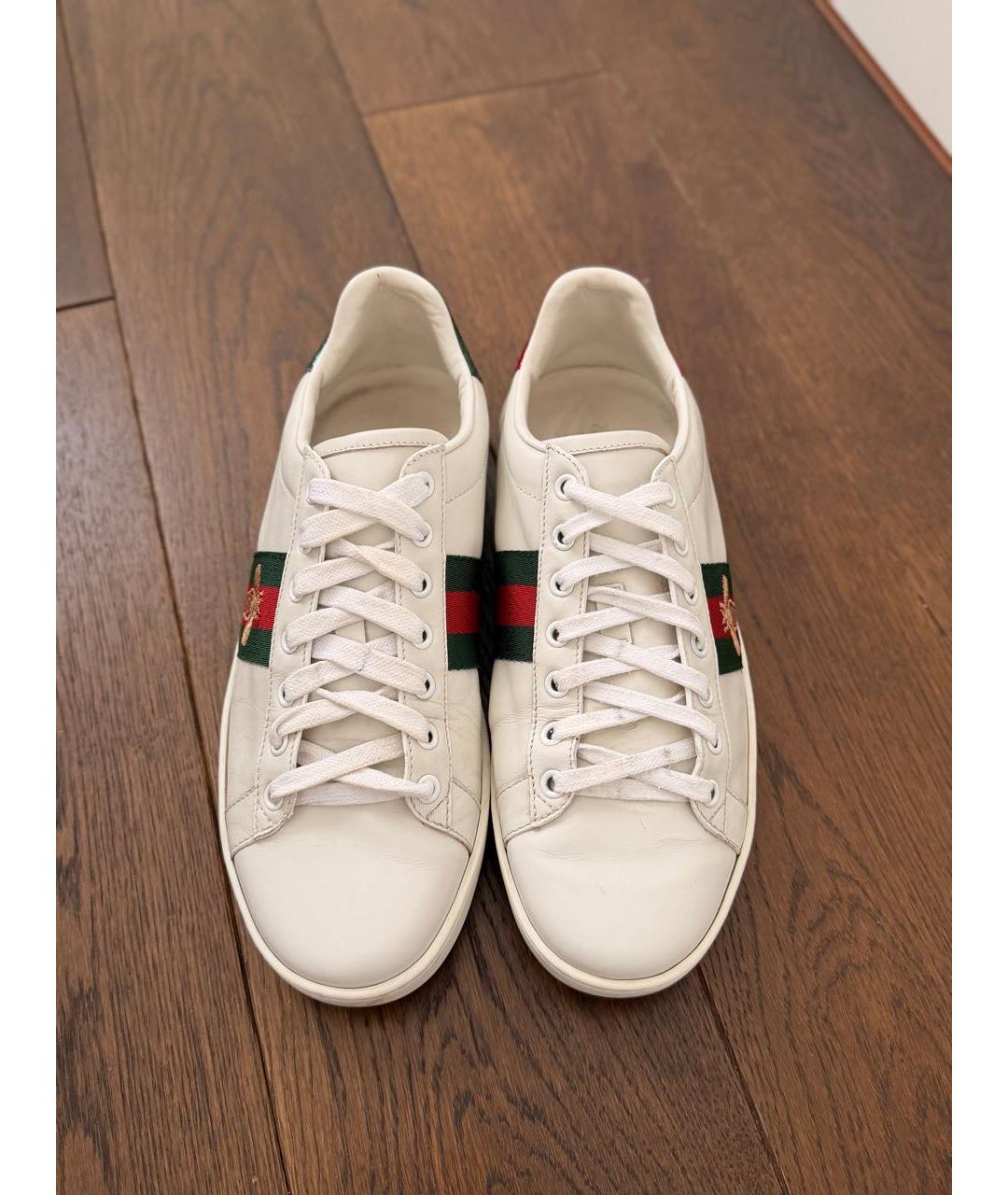GUCCI Белые кожаные кеды, фото 2
