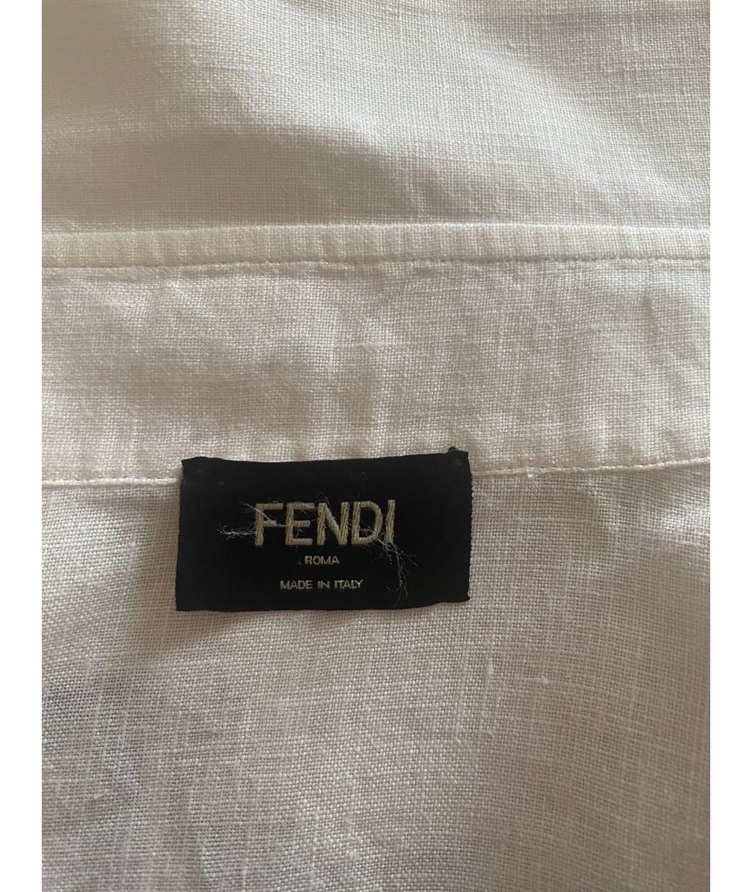 FENDI Белая льняная кэжуал рубашка, фото 4
