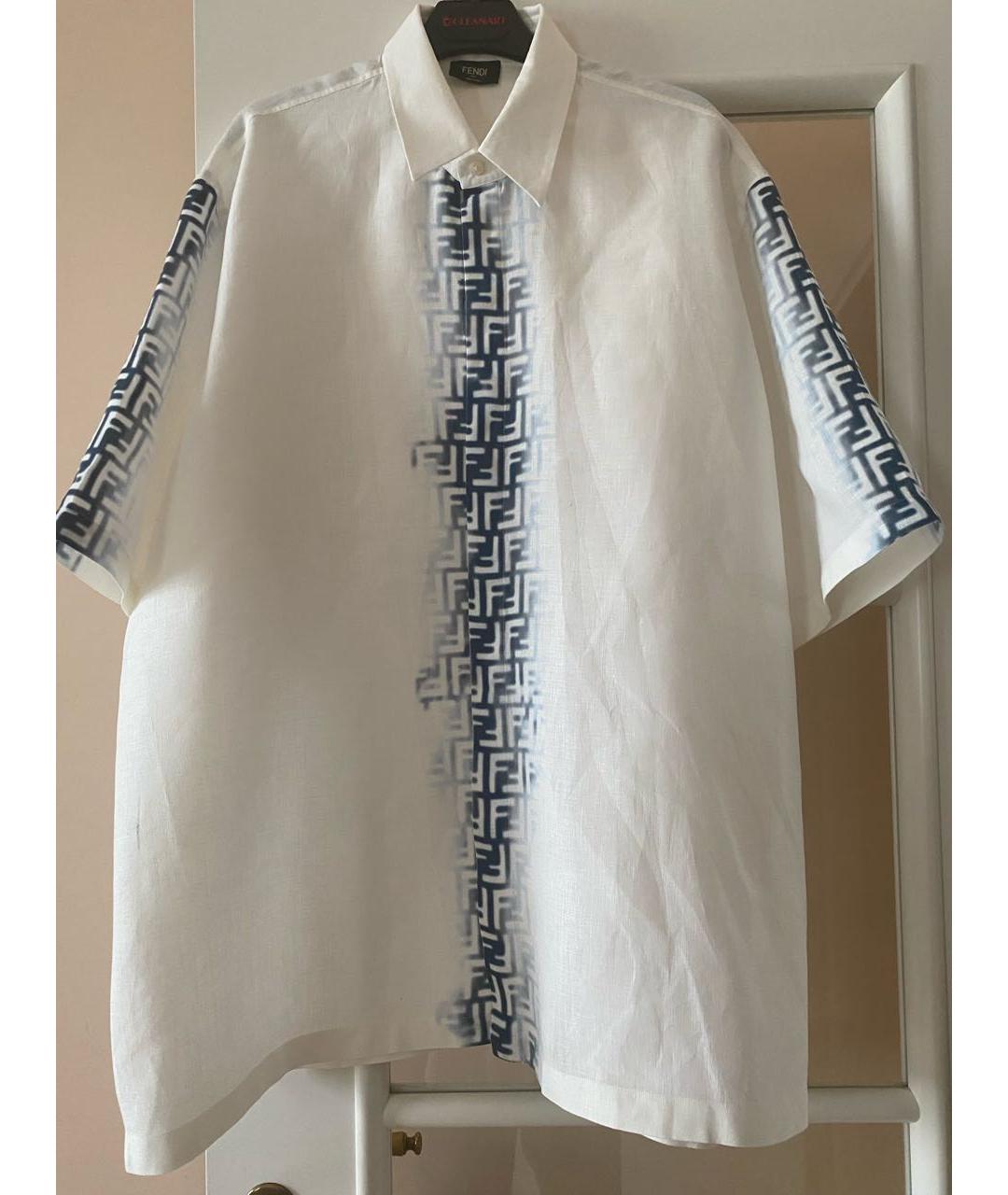FENDI Белая льняная кэжуал рубашка, фото 5