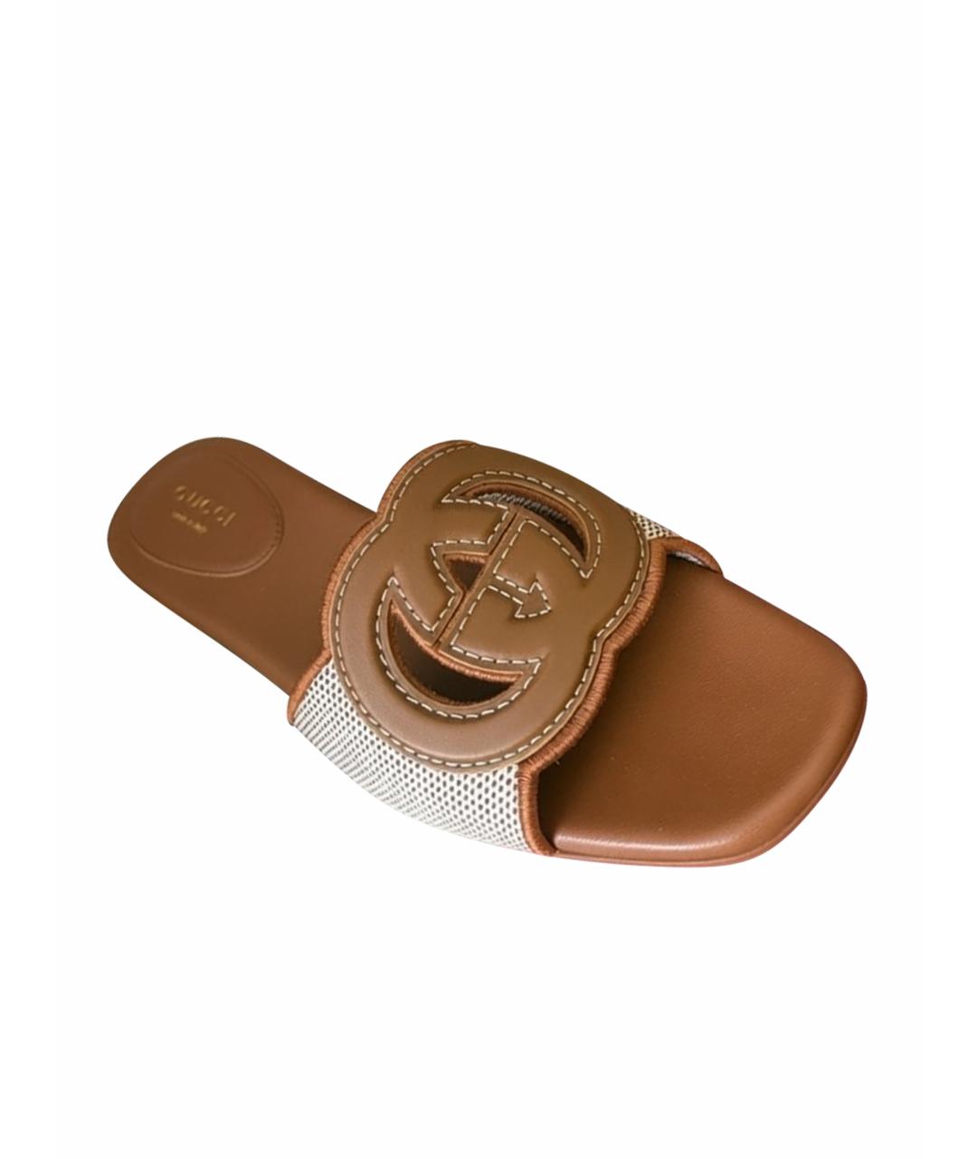 GUCCI Коричневые кожаные мюли, фото 1