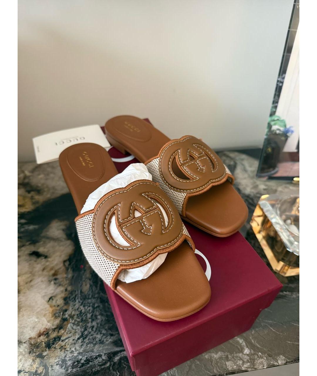 GUCCI Коричневые кожаные мюли, фото 8