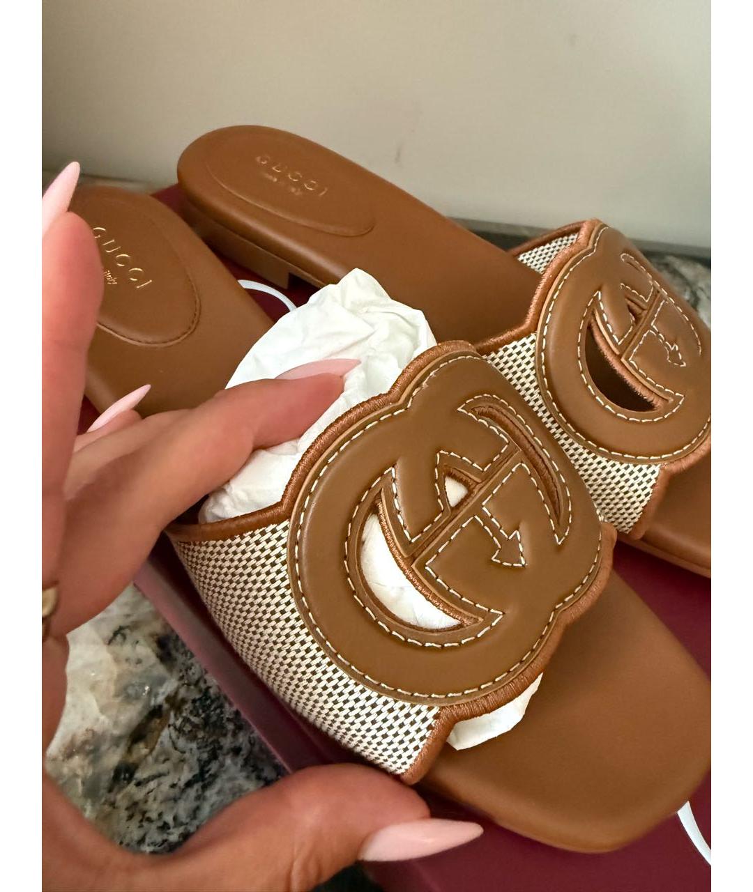 GUCCI Коричневые кожаные мюли, фото 4