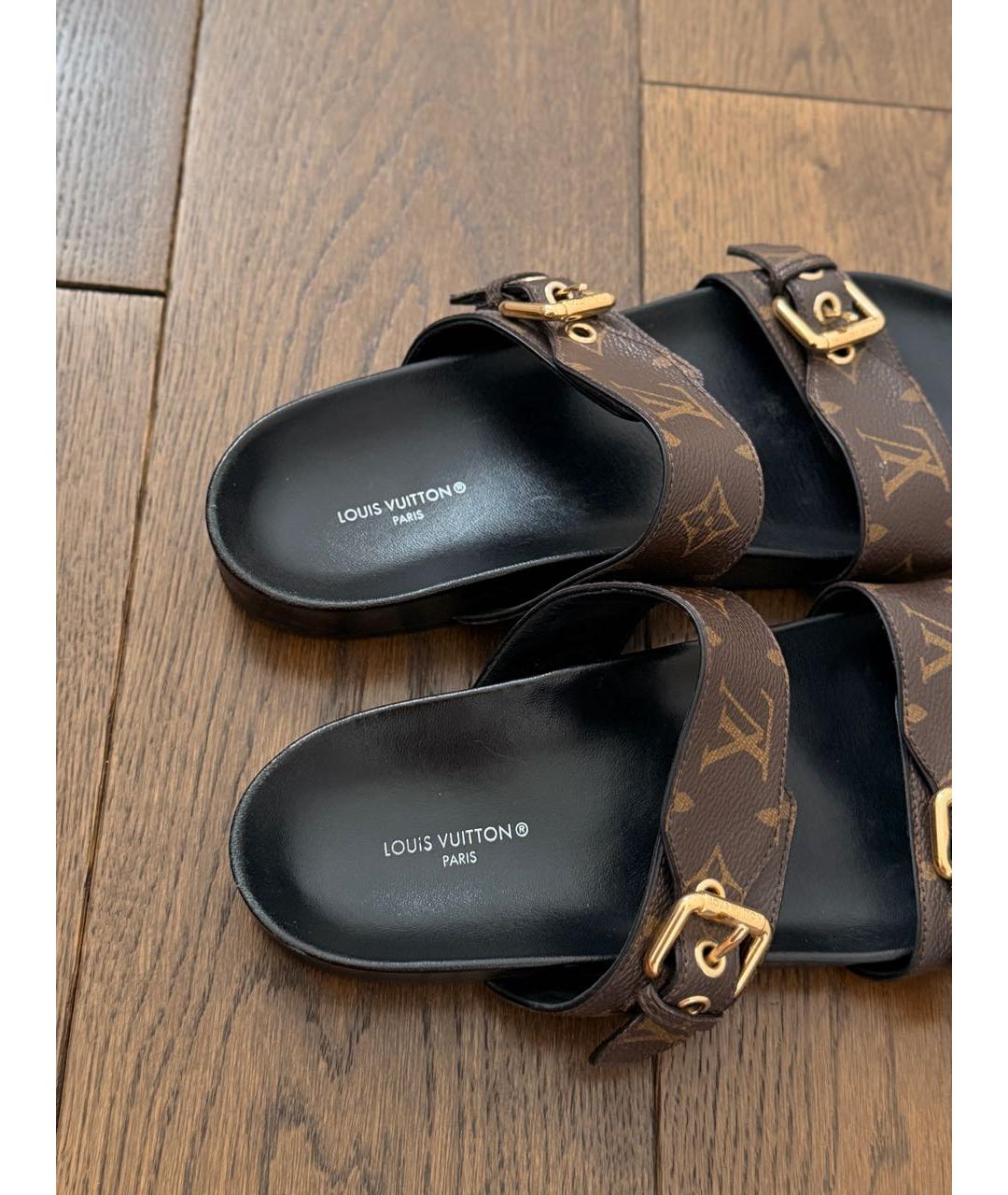 LOUIS VUITTON Коричневые кожаные сандалии, фото 4