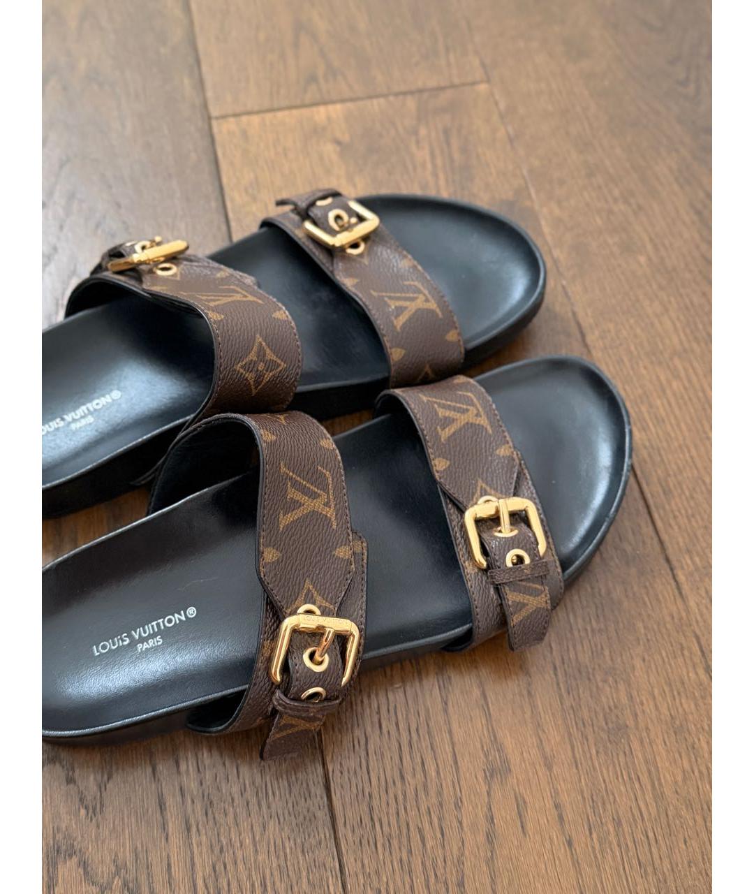LOUIS VUITTON Коричневые кожаные сандалии, фото 3