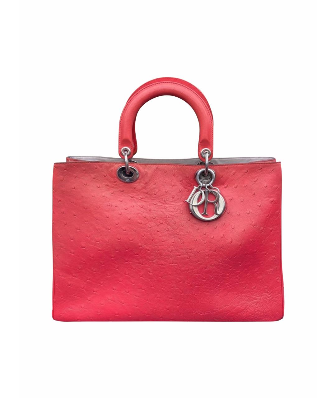 CHRISTIAN DIOR Коралловая сумка тоут из экзотической кожи, фото 1