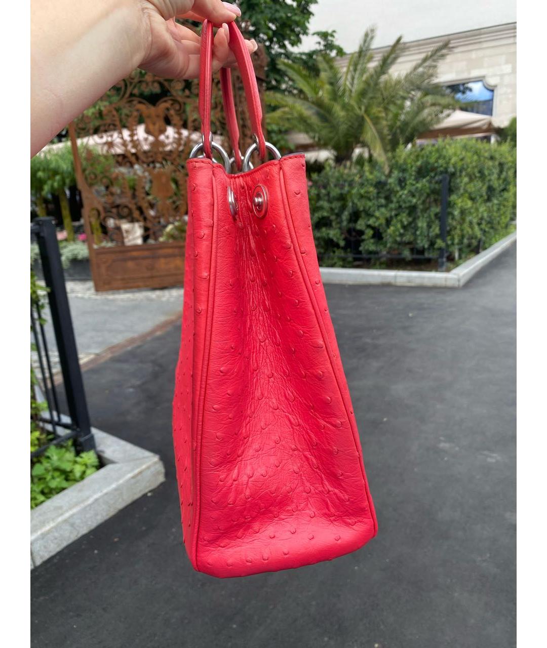 CHRISTIAN DIOR Коралловая сумка тоут из экзотической кожи, фото 2