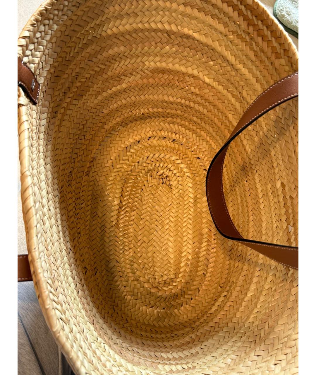 LOEWE Бежевая рафия пляжная сумка, фото 4