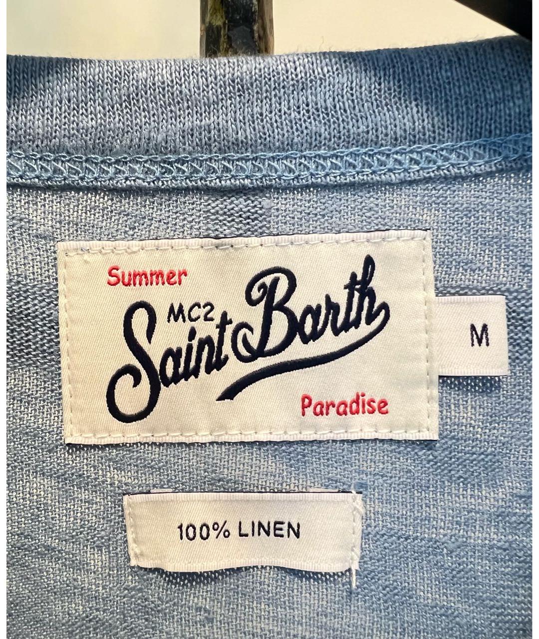 MC2 SAINT BARTH Голубая льняная футболка, фото 4