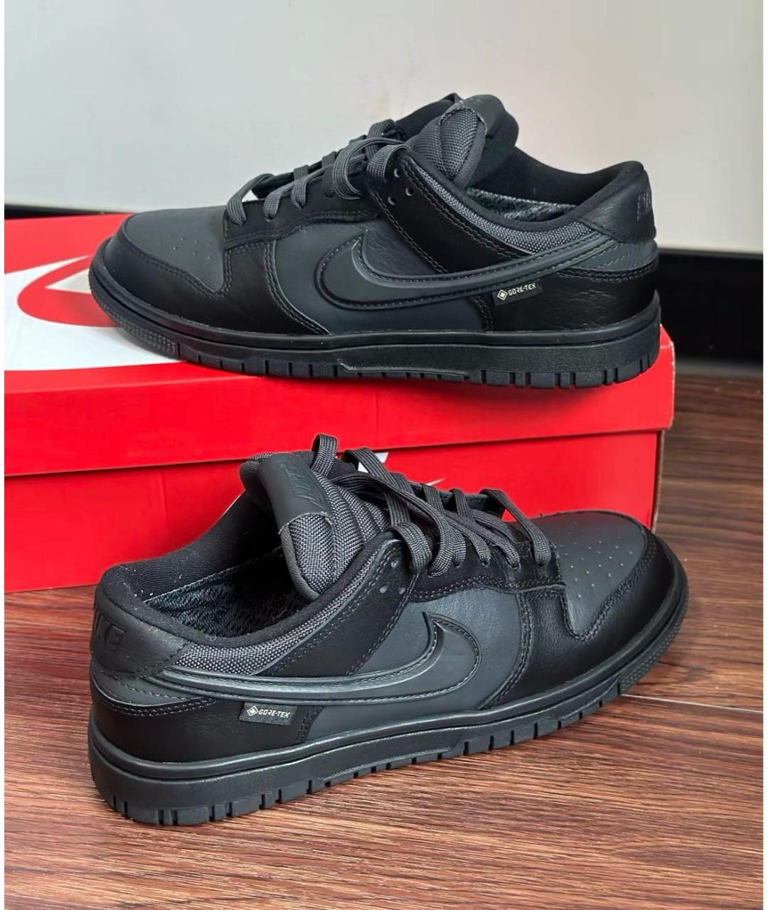 NIKE Черные кожаные низкие кроссовки / кеды, фото 8