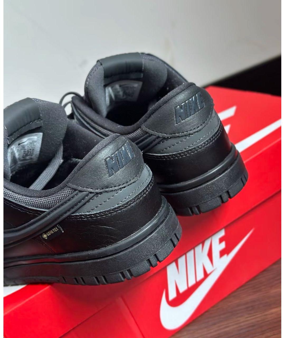 NIKE Черные кожаные низкие кроссовки / кеды, фото 6