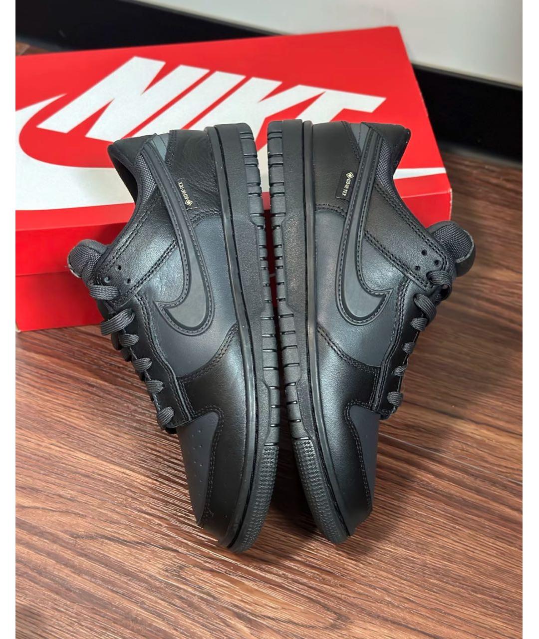 NIKE Черные кожаные низкие кроссовки / кеды, фото 7